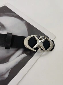 1pc Women's Black Belt With Star Shaped Decoration, Suitable For Daily Wear/Party, Pairs With Jeans And Work Pants - Black - View 4