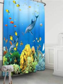 1pc Valentine's Day Series Polyester Rose Petals Waterproof Bathroom Shower Curtain With Hooks - Apricot - View 3