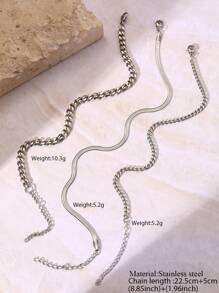 Aomogo Stainless Steel Delicate Anklet For Women Gold Color Chain Anklet  On The Leg Anklet Jewelry Women - Silver - View 6