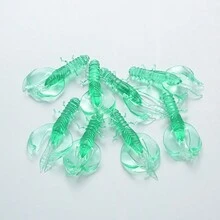 8個/袋64毫米帶螺紋和蝦形人工軟魚餌,綠色 - 綠色 - 查看 3