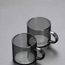 6 Stücke/Set, 4 Stücke/Set, 2 Stücke/Set graue Glastassen, geeignet für Zuhause, Café, Einkaufszentrum, Laden zum Trinken von Kaffee, Tee, Wasser, Getränken usw.