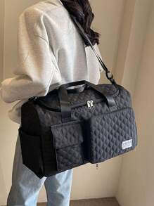 Travel Bag Short-Distance Hand-Held Large-Capacity Rhombus Travel Fitness Bag Portable Travel Duffel Bag Traveling Bag Travel Kit Travel Stuff Travel Organizer Travel Essentials Travel Accessories Back To School School Bag Travel Essentials Travel Organizer For Beach Summer Vacation Bag For School School Accessories School Stuff - Black - View 9