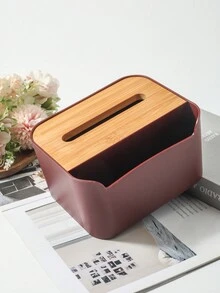 一個簡單而多用途的塑料紙巾盒/遙控器收納盒,適用於客廳、臥室和浴室的家用 - 紅色 - 查看 4