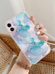 1入藝術大理石紋柔軟手機殼，配繩和防摔保護套，適用於蘋果 iPhone - 彩色 - 查看 2