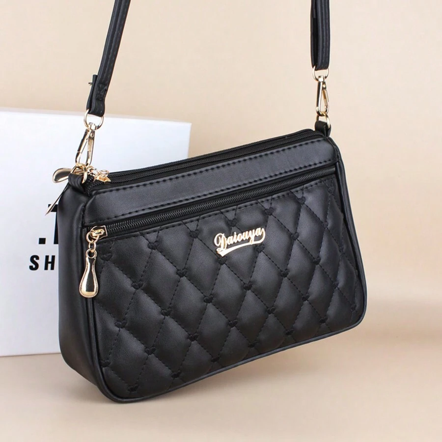 Của phụ nữ Bốn lớp Dây kéo Túi đeo vai , Giải trí Và Đơn giản Chéo cơ thể Cái túi , Điện thoại di động Cái túi Và Mẹ Túi mua sắm , Dung lượng lớn Đa chức năng Lưu trữ , Nhiều lớp Điện thoại di động Ví Chìa khóa Thẻ Tissue Mỹ phẩm Túi bảo quản - màu đen - Xem 1