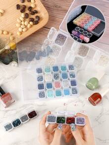 1個28格塑料美甲收納盒,鑽石整理盒,透明珠寶盒用於收納 - 無色 - 查看 1
