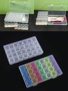 1個28格塑料美甲收納盒,鑽石整理盒,透明珠寶盒用於收納 - 無色 - 查看 8