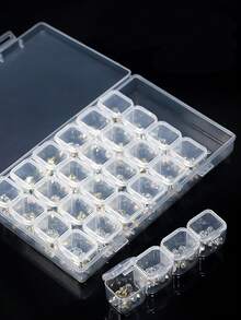 1個28格塑料美甲收納盒,鑽石整理盒,透明珠寶盒用於收納 - 無色 - 查看 9