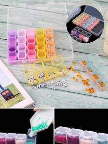 1個28格塑料美甲收納盒,鑽石整理盒,透明珠寶盒用於收納 - 無色 - 查看 4