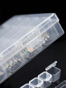 1個28格塑料美甲收納盒,鑽石整理盒,透明珠寶盒用於收納 - 無色 - 查看 10