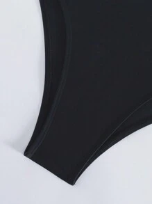 Fluorescent Green Color Block Hollow Out Cami Swimsuit Summer - Black + Fluorescent Green - View 4
