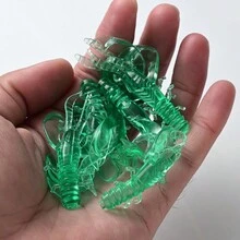 8個/袋64毫米帶螺紋和蝦形人工軟魚餌,綠色 - 綠色 - 查看 6