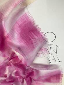 1pc Simple Printed Scarf, Women's Silk Scarf For Spring/Summer Sunscreen Beach Towel, Autumn/Winter Warm Neck Wrap Shawl - Pink - View 5