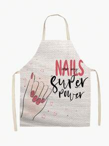 1件指甲油圖案圍裙,適用於廚房和花園,烘焙和烹飪
