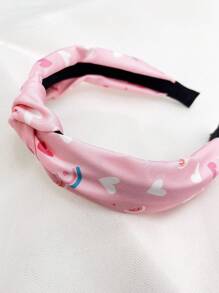 1入粉色女士寬布頭帶，結心設計，適用於通勤，街頭穿搭，情人節和日常使用 - 粉色 - 查看 5