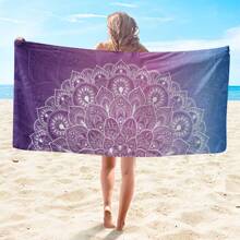 1件加大加厚超柔軟幾何波西米亞圖案超細纖維毛巾夏季沙灘巾草墊瑜珈墊適用游泳池露營旅行沙灘巾披肩 - 彩色 - 查看 3