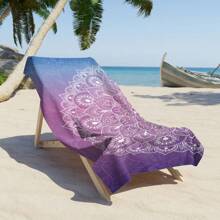 1件加大加厚超柔軟幾何波西米亞圖案超細纖維毛巾夏季沙灘巾草墊瑜珈墊適用游泳池露營旅行沙灘巾披肩 - 彩色 - 查看 1