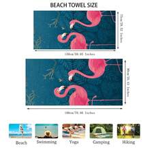 1入組火烈鳥圖案海灘巾,現代超細纖維浴巾,適用於假期、露營、游泳、沐浴、禮物 - 彩色 - 查看 2