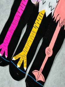 Calcetines Unisex Pata de Pollo de Colores 3 Pares MEGAN SHOP - Negro - Ver 4