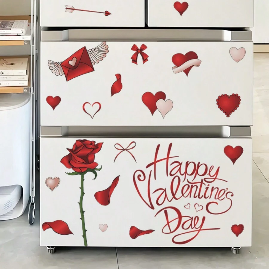 Ngày lễ tình nhân Tiếng Anh Slogan : Hoa hồng , Love , Phòng ngủ , Tiền sảnh , Nhà  Đồ trang trí , Dán tường , Tự dính - Nhiều màu - Xem 1