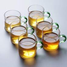 4入組綠色玻璃咖啡杯,帶手柄,小巧輕便,適用於家居、咖啡廳、商場、商店、茶、果汁、水等場合 - 綠色 - 查看 6
