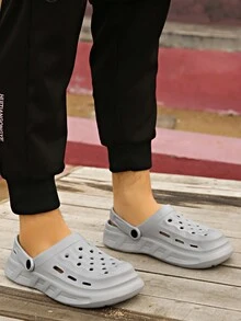 女士夏季新款灰色厚底軟底拖鞋,防滑底,適用於室內浴室使用或海灘假期 - 灰色 - 查看 5