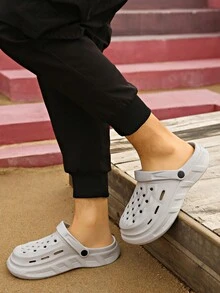 女士夏季新款灰色厚底軟底拖鞋,防滑底,適用於室內浴室使用或海灘假期 - 灰色 - 查看 9