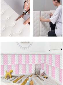 1 Peça Adesivo De Parede De Cabeceira Auto-adesivo À Prova D'água 3d Suave Para Quarto Infantil, Quarto E Sala De Estar