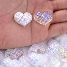 20pcs Crystal AB Color Heart Beads Love Flat Back Resin Charms, DIY Jewelry Decorations, DIY Hair Clips, Phone Cases, Photo Frame Embellishments, Wall Decorations ,DIY Scrapbook Craft - Heart - View 2
