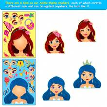 6pcs/Pack Blue Princess Face Changing Puzzle Pp Stickers, Educational Brain Teaser Toys For Early Childhood Development, Suitable For Festival Gifts And Stationery For Children - Multicolor - View 4