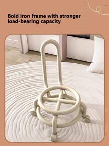 堅固的鐵質萬向輪凳 - 加厚海綿墊,可移動靠背,換鞋 - 家庭、客廳、臥室滑輪椅 - 低,250磅容量 - 米色 - 查看 5