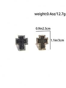 1 件時尚男女通用戒指首飾,十字開口鑲嵌戒指,派對禮物 - 銀色 - 查看 3