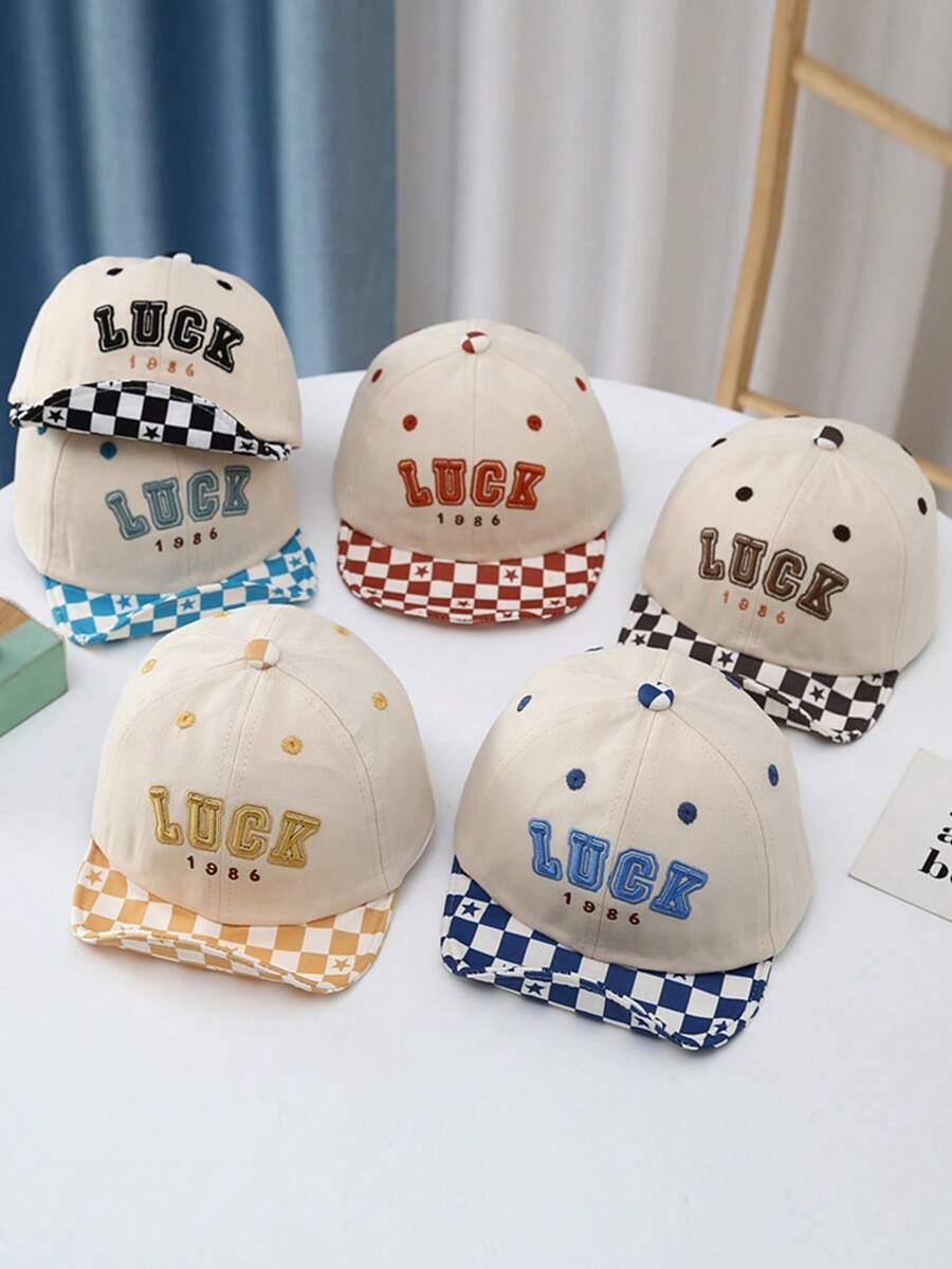 1入嬰幼兒3D字母刺繡柔軟帽沿可調節棒球帽，適合日常穿着 - 亮橙色 - 查看 1