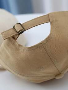 1pc Baby/Toddler 3d Letter Embroidery Adjustable Brim Flat Cap, Spring Solid Color Everyday Hat - Khaki - View 4