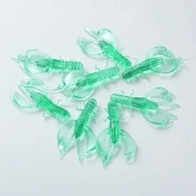 8個/袋64毫米帶螺紋和蝦形人工軟魚餌,綠色 - 綠色 - 查看 1