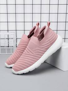 女性運動、健身及休閒多功能運動鞋，輕盈、防滑、增高、瑜伽、厚底、旅行及懈怠款式易於穿脫 - 粉色 - 查看 4
