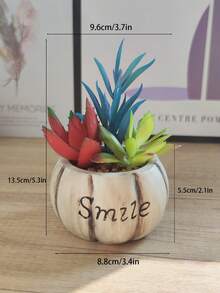 1入組人工南瓜陶瓷盆栽,帶熱帶多肉綠植,創意微景觀仿真盆栽花盆,適用於家居、臥室、客廳、辦公桌裝飾、酒店、酒吧、咖啡廳、商店櫥窗裝飾、攝影、diy製作景觀 - 款式1 - 查看 2