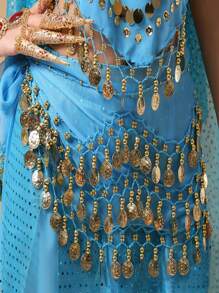 1 件女士肚皮舞腰链、表演腰带、雪纺腰带、腰饰、裙子，适合舞蹈表演和节日波西米亚风夏季 - 淺藍色 - 查看 2