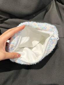 Women's Cosmetic Bag, Fashion Plush Cosmetic Bag Makeup Organizer Travel Portable Makeup Bag Makeup Storage Cozy Fluffy Bag For Winter - Multicolor - View 2