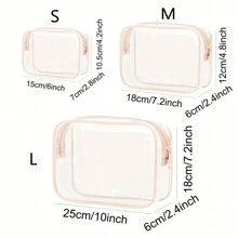 1入黑色防水透明沙灘包配件，化妝品、洗漱用品、旅行用品儲物袋，內部化妝品隔層收納袋，適用於旅行化妝包收納化妝品組織袋 - 黑色 - 查看 9