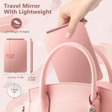 Touch Screen LED Light Portable Makeup Mirror - Pink - View 5
