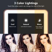 Touch Screen LED Light Portable Makeup Mirror - Pink - View 8