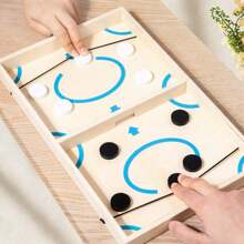 11pcs Wooden Puck Shooting Board Game Set, Including Board Game And Pucks, For Hand-Eye Coordination Training, Parent-Child Interaction - Multicolor - View 6