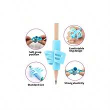 1 Pieza Agarre De Lápiz De Silicona De Color Sólido, Agarre Cómodo Portátil Sencillo Para Estudiantes De Preescolar Y Niños - Celeste - Ver 4