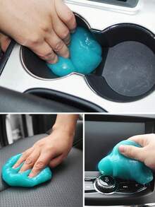 1入組汽車清潔膠：魔術除塵劑、膠水移除劑,以及鍵盤清潔劑 - 輕鬆搭乘捷運的汽車清潔配件！罐裝160克/體驗袋70克,汽車配件 - 淺藍色 - 查看 5