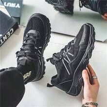 新款男式低幫透氣厚底鞋 - 黑色 - 查看 3