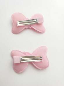 1pair Pink Sparkle Bowknot Pet Hair Clip For Dogs And Cats - Pink - View 5