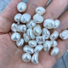 1 件不对称形状克氏巴洛克淡水珍珠珠，适合 DIY 珠宝制作 - 白色 - 查看 3