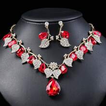 1 套葉形水滴形寶石項鍊,頸鍊 - 風格復古珠寶套裝適合歐美時尚配件 - 彩色 - 查看 2