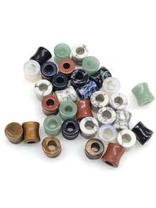 OKAYDOKY 石材質雙色中空耳塞,隨機顏色,穿孔飾品,適合日常佩戴 - 彩色 - 查看 2